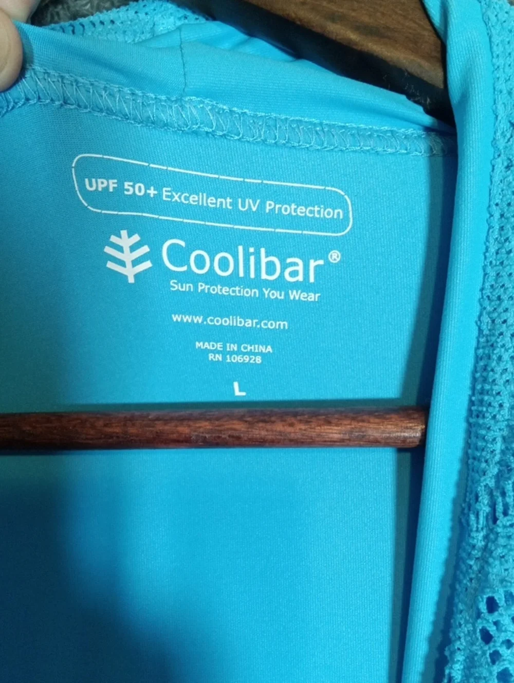Coolibar Turquoise Open-Front Sun Protection Cardigan Crochet Overlay Womens L